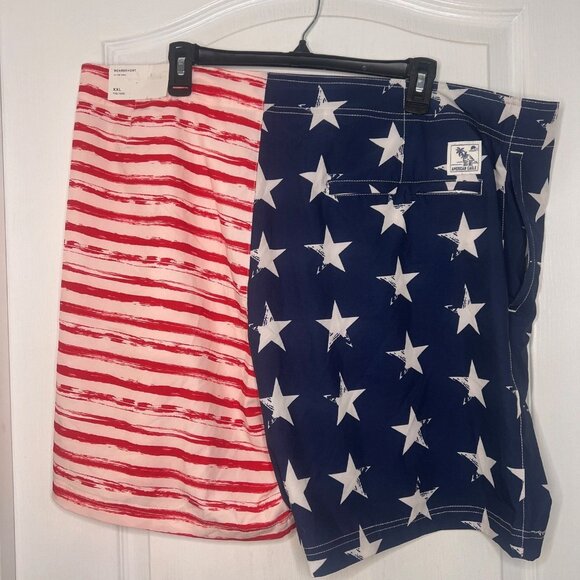 American Eagle Outfitters‎ Mens USA Flag Boardshorts Size XXL Red White Blue NWT - Picture 2 of 8